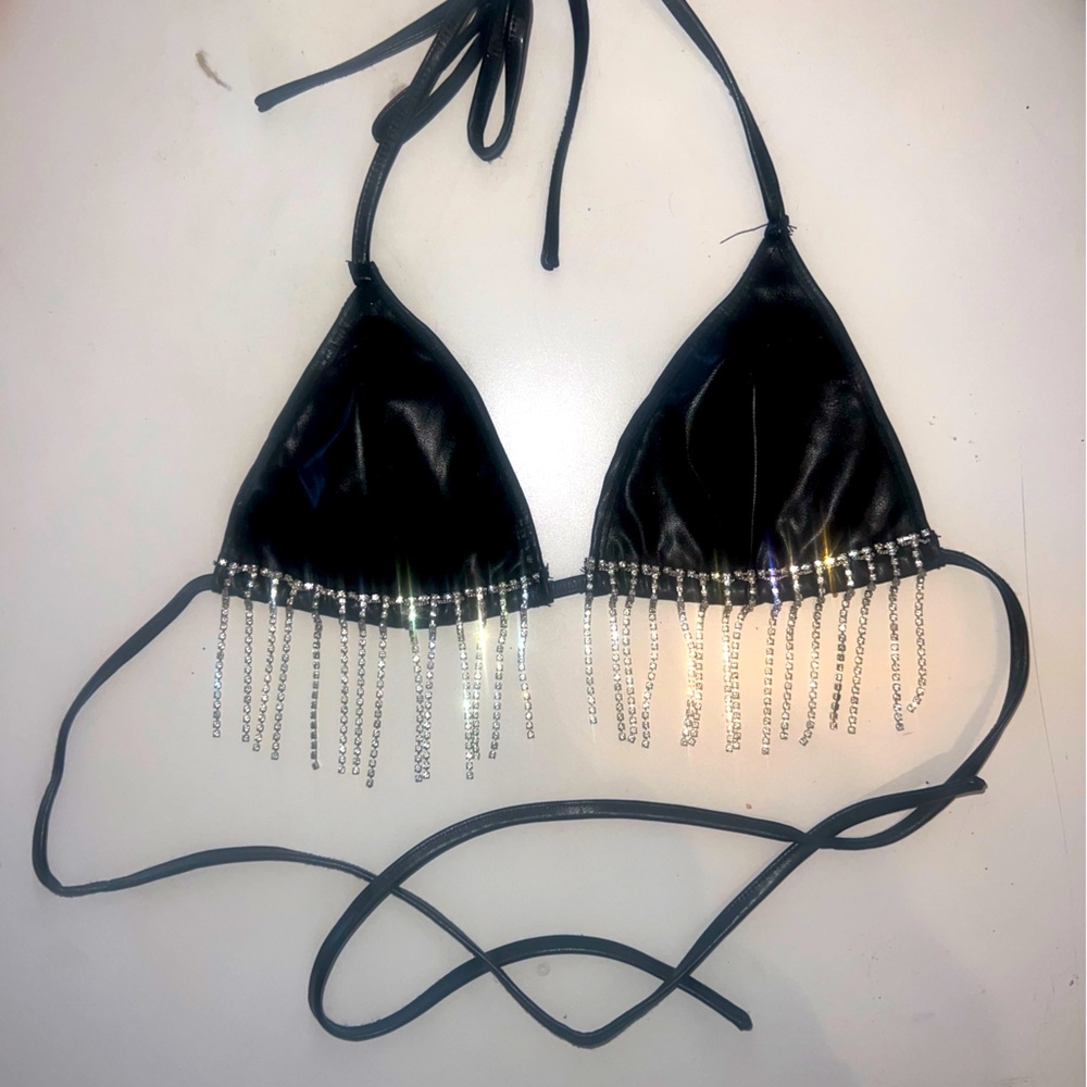 12th Tribe Cammie Black Rhinestone Bra S